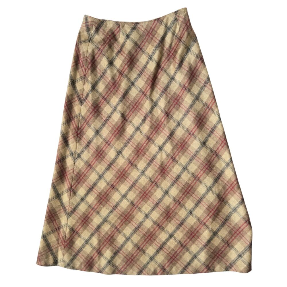 Vintage Womens Heritage Wool Maxi Skirt Plaid Old Money East Coast Brown Fall 10 - Picture 2 of 12